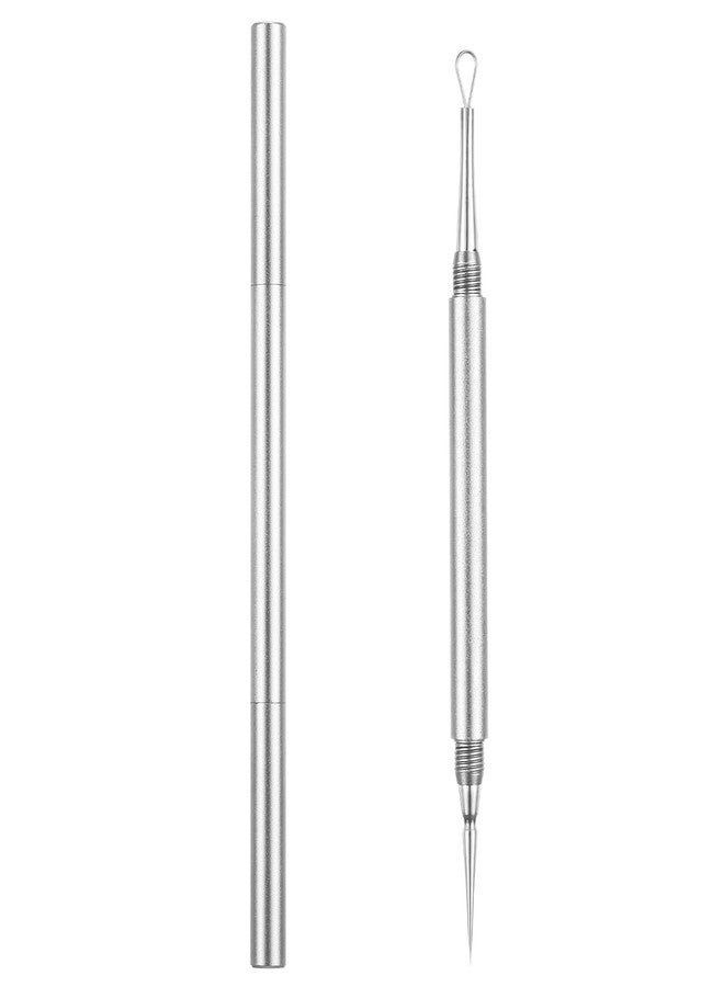 Yuanchu 2-In-1 Stainless Steel Acne Removal Needle, Professional Comedone Extractor Tool Whitehead Blackhead Remover Tool Pimple Popper Tool Double Ended Needle With Cap Removal For Face Nose (Silver) - Image 1