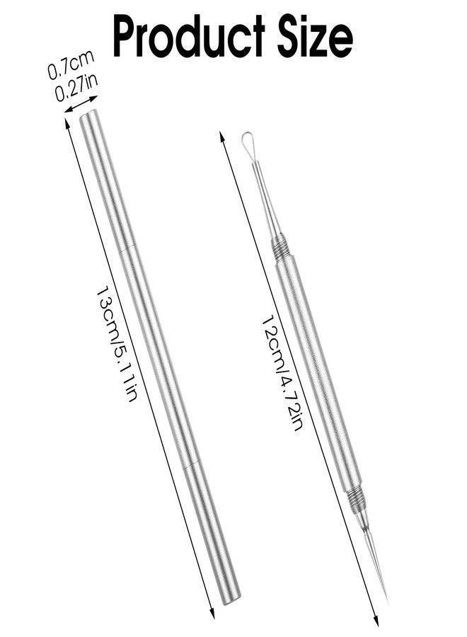 Yuanchu 2-In-1 Stainless Steel Acne Removal Needle, Professional Comedone Extractor Tool Whitehead Blackhead Remover Tool Pimple Popper Tool Double Ended Needle With Cap Removal For Face Nose (Silver) - Image 2