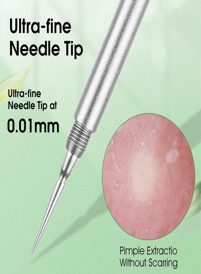Yuanchu 2-In-1 Stainless Steel Acne Removal Needle, Professional Comedone Extractor Tool Whitehead Blackhead Remover Tool Pimple Popper Tool Double Ended Needle With Cap Removal For Face Nose (Silver) - Image 4