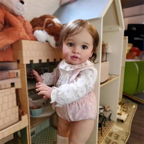 GYCV Lifelike Reborn Toddler Dolls Girl 26 Inch Realistic Baby Dolls Big Size Reborn Doll Weighted Cltoh Body Real Life Baby Dolls That Look Real Silicone Vinyl Baby Doll with Feeding Set for Kids - Image 5
