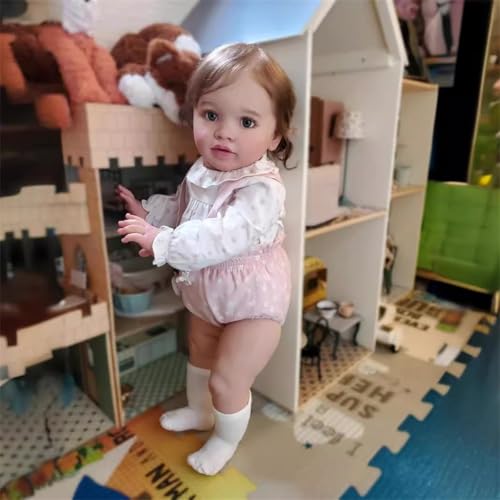 GYCV Lifelike Reborn Toddler Dolls Girl 26 Inch Realistic Baby Dolls Big Size Reborn Doll Weighted Cltoh Body Real Life Baby Dolls That Look Real Silicone Vinyl Baby Doll with Feeding Set for Kids - Image 1