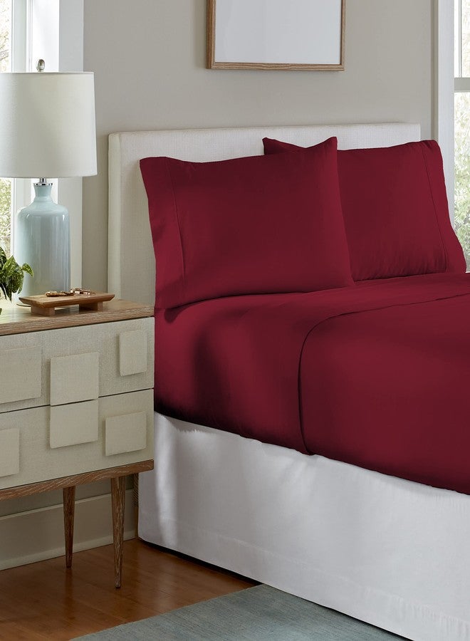 Pointehaven Flannel Deep Pocket Set with Oversized Flat Sheet, Full, Rococco Red - Image 2