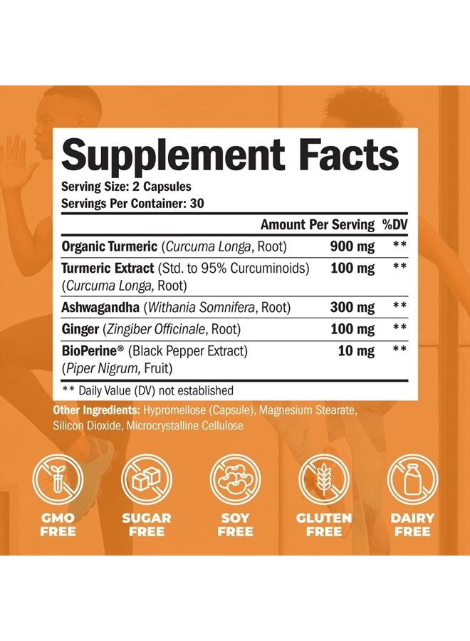 Vimerson Health Turmeric Curcumin & Ashwagandha Supplements with Black Pepper. 95% Curcuminoids. Joint Support Supplement with Organic Tumeric, Ginger & Bioperine. Aids Joint Health, Energy, Mood & Overall Well-Being - Image 2