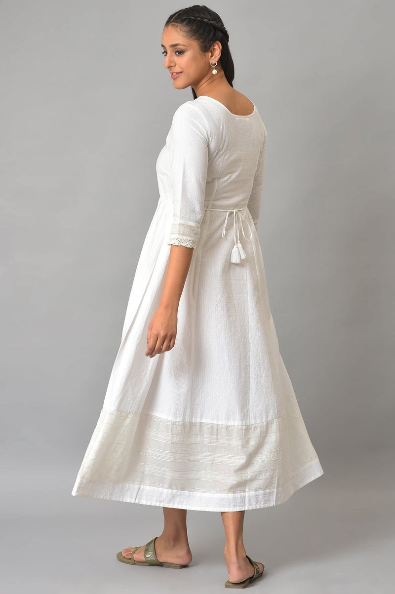 Aurelia Women's Cotton Fit and Flare Midi Dress (23FEA13854-605270_White - Image 2
