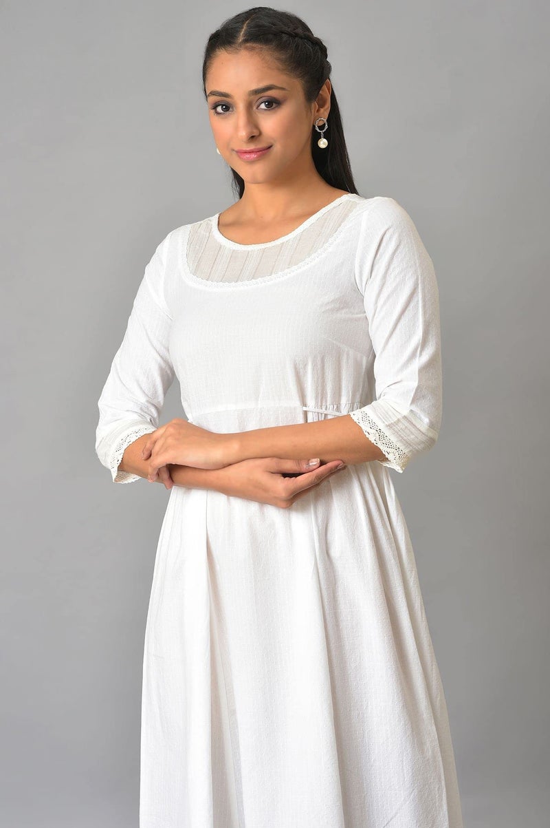 Aurelia Women's Cotton Fit and Flare Midi Dress (23FEA13854-605270_White - Image 5