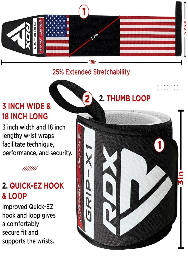 RDX Weight Lifting Wrist Wraps Support, IPL USPA Approved, Elasticated Pro 18” Cotton Straps, Thumb Loop, Powerlifting Bodybuilding Fitness Strength Gym Training WOD Workout, Gymnastics - Image 2