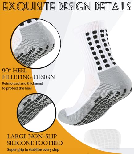 KMOLY 2 Set Kids Grip Soccer Socks and Shin Guard Sleeves for Age 7-14 Years Youth Boys Girls Children Football Basketball Training Matches - Image 3