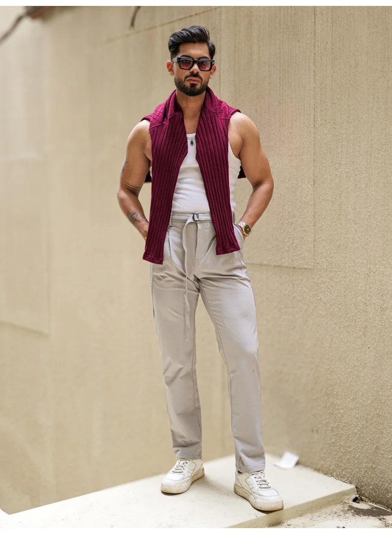 Maniac  Maniac Mens Grey Stripe Trouser for Men | Best Price UAE