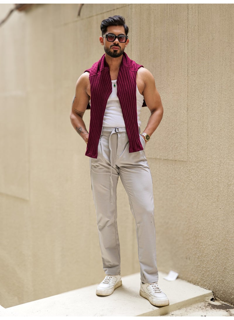 Maniac Mens Grey Stripe Trouser - Image 5