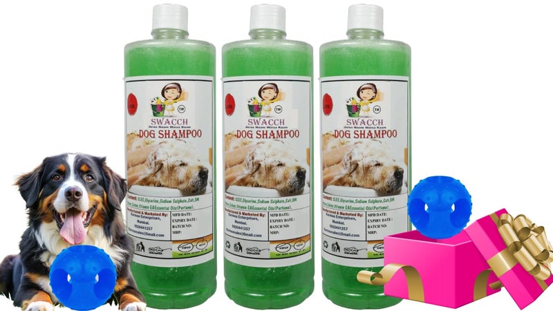 swacch Pet Shampoo | Puppy Safe Shampoo | PH Balanced | Ditch to Itch for Dog Shampoo 3 Litre (Neem Alovera) + Goofy Ball Chew Toy Combo Pack - Image 1