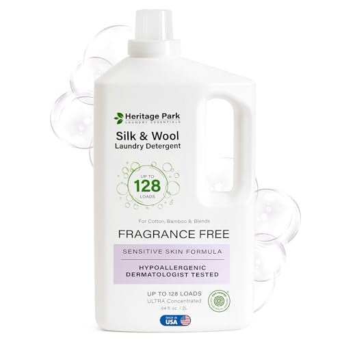 Heritage Park Laundry Essentials Heritage Park Silk & Wool Fragrance Free, Hypoallergenic, pH-Neutral Laundry Detergent - Dermatologist-tested, Sensitive Skin-Friendly, Enzyme-Free, Concentrated Up to 128 loads (64 fl oz) - Image 1