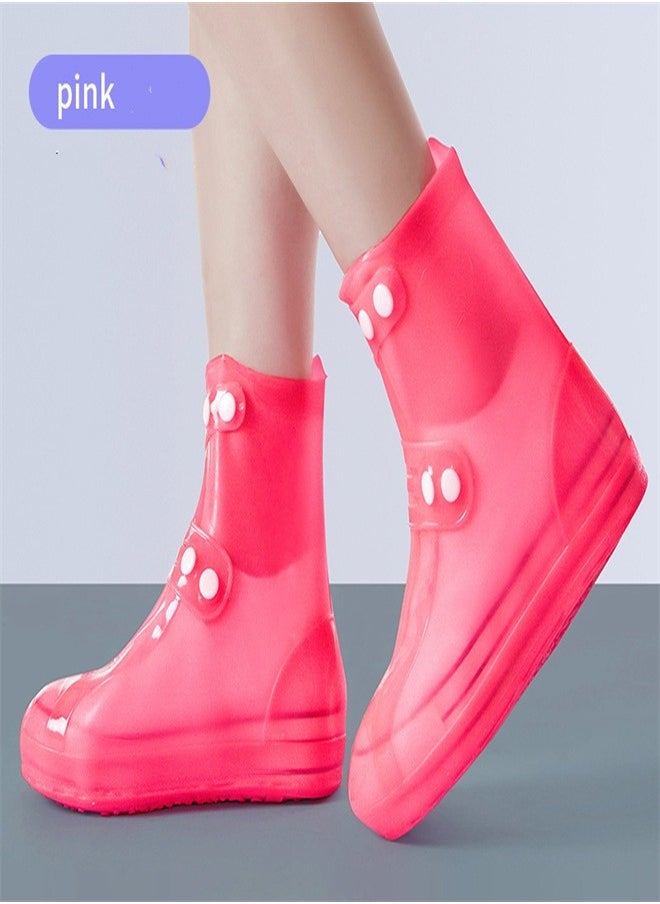 Loquat Portable Anti Slip Rain Boot Cover Pink  - Image 1