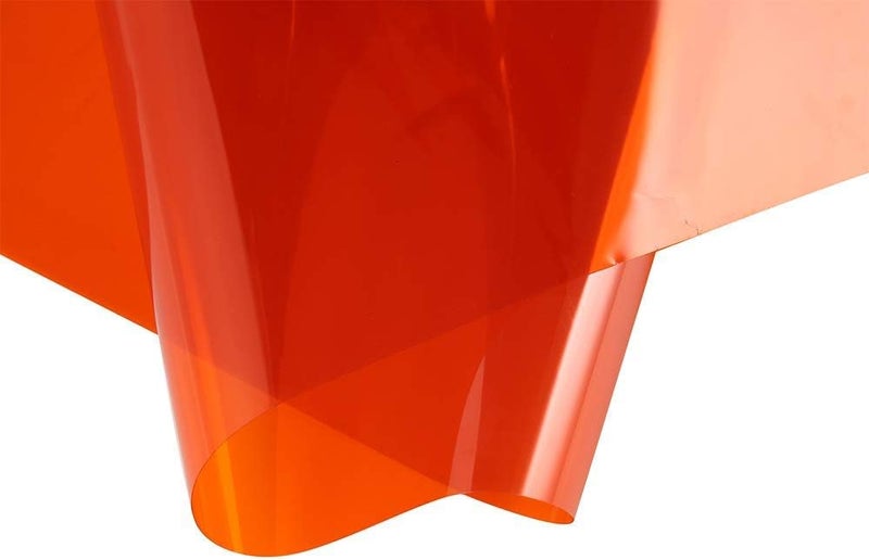 SUMAGITIN Transparent Decorative Window Film Anti UV Colorful Adhesive Vinyl Heat Insulation Solar Window Tinting Sheets Glass Film for Christmas Home Decoration, 17.7Inch x 78.7Inch, Orange - Image 2