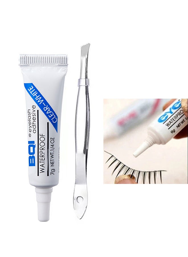 Eye Eye lash Glue Clear Lash Glue Strong Eyelash Glue for False Lashes Waterproof Eyelash Glue False Eyelashes Glue Sensitive Eyes Latex Free - Eye lash Glue and A Tweezers  - Image 1