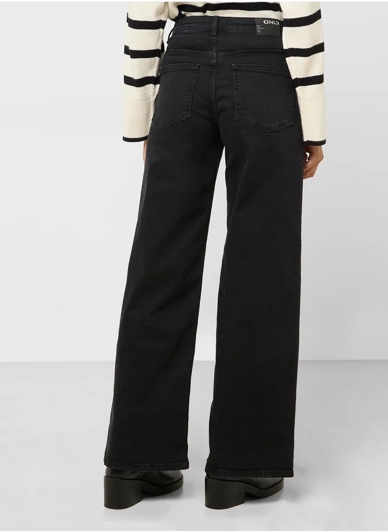 ONLY High Waisted Wide Leg Fit Jeans