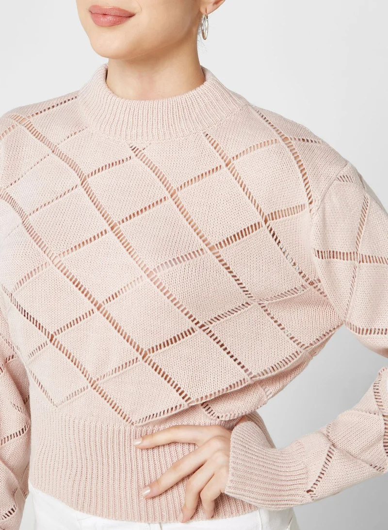 Ginger Cable Patterned Cropped Sweater