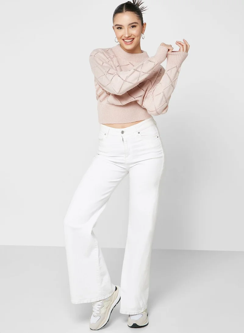 Ginger Cable Patterned Cropped Sweater