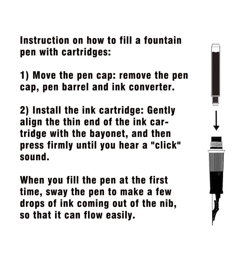 BOCIYER 60 Count Bociyer Fountain Pen Ink Refill Cartridges | Standard International Ink Cartridge | 2.6mm bore Diameter | Black Ink - Image 5