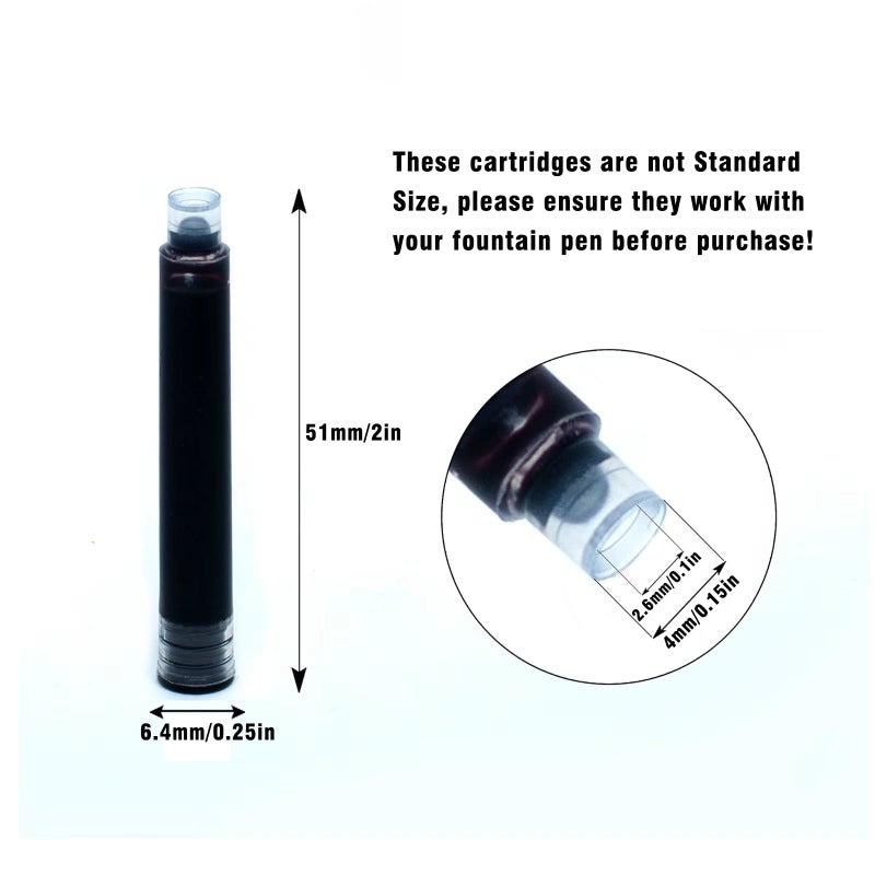 BOCIYER 60 Count Bociyer Fountain Pen Ink Refill Cartridges | Standard International Ink Cartridge | 2.6mm bore Diameter | Black Ink - Image 2