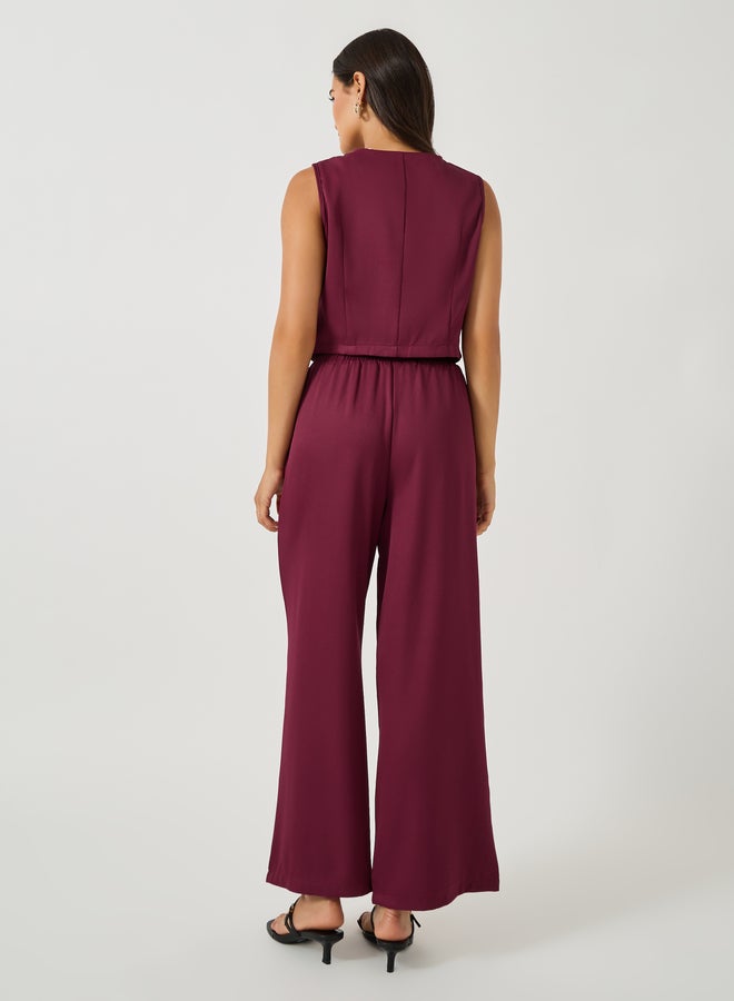 Styli Styli Solid V Neck Sleeveless Vest and Straight Leg Pants Co-Ords - Image 4