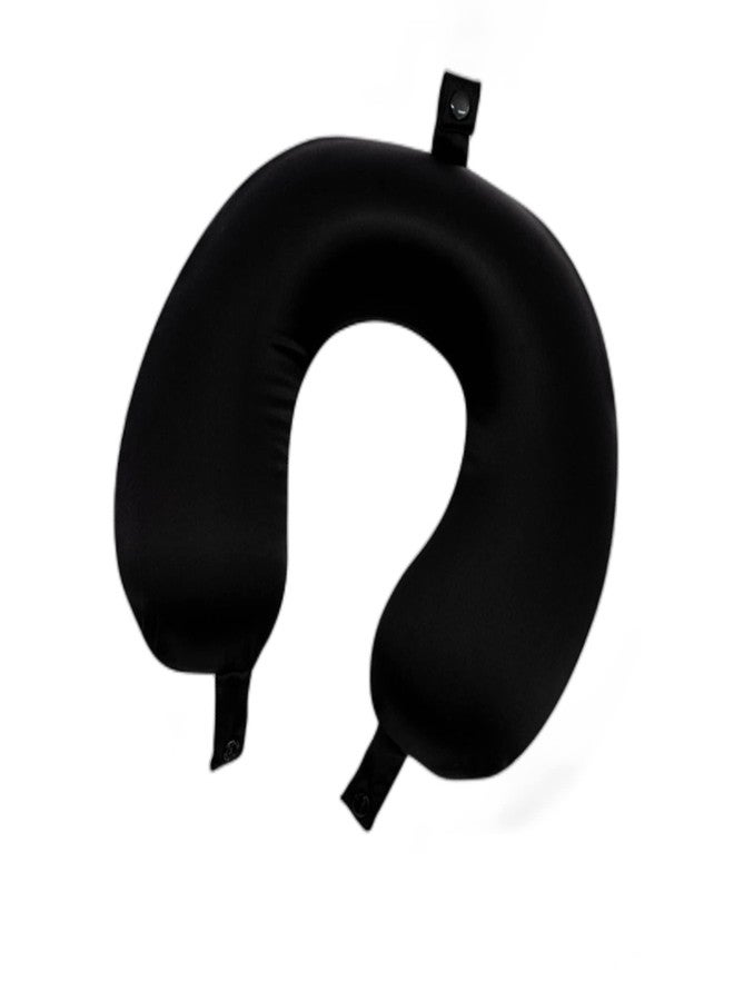 ROSEWARD 100% Mulberry Silk Travel Neck Pillow for Sleeping 22 Momme Silk Airplane Travel Pillow for Pain Relief Sleeping, Plane Neck Support Pillow, Anti Wrinkle, Made in USA (Black) - Image 1