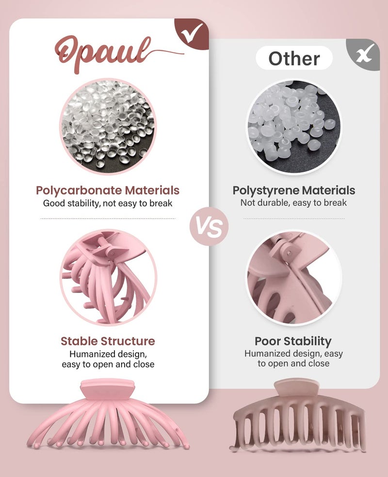 OPAUL Hair Clips for Women - OPAUL Matte Nonslip Large Hair Claw Clips for Thick and Thin Hair, 4.7 Inch Strong Hold Big Hair Clips Fashion Hair Styling Accessories Christmas Gifts for Women Girls - Image 5