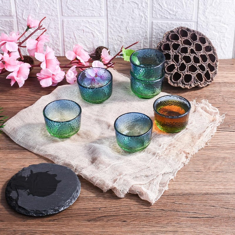 Whitenesser Green Glass Sake Cups Set of 6 - Small Whiskey Glasses for Bourbon, Tequila, Vodka - Durable Lead-Free Glass Barware for Parties, Home, Restaurants (6) - Image 2