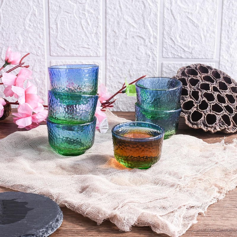 Whitenesser Green Glass Sake Cups Set of 6 - Small Whiskey Glasses for Bourbon, Tequila, Vodka - Durable Lead-Free Glass Barware for Parties, Home, Restaurants (6) - Image 4