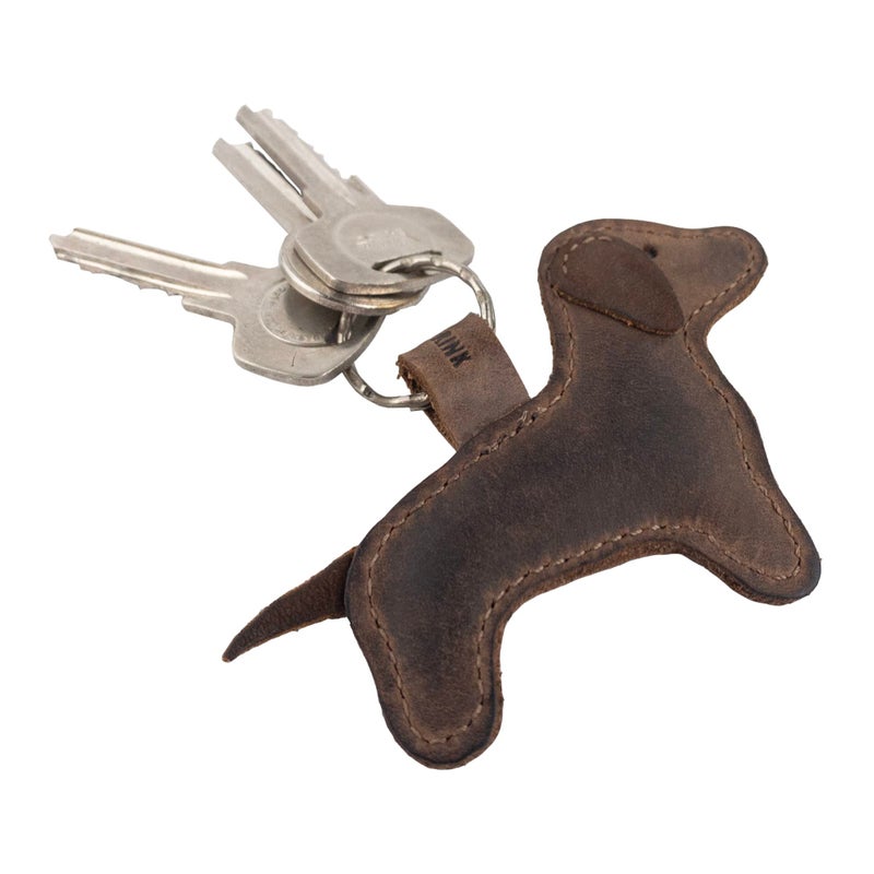 Hide & Drink Hide & Drink, Dog Shaped Keychain, Dachshund Keyring, Cute Stuffed Animal Ornament, Full Grain Leather, Handmade Key Holder, Bourbon Brown  - Image 3