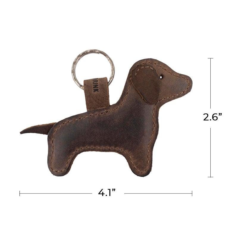 Hide & Drink Hide & Drink, Dog Shaped Keychain, Dachshund Keyring, Cute Stuffed Animal Ornament, Full Grain Leather, Handmade Key Holder, Bourbon Brown  - Image 5