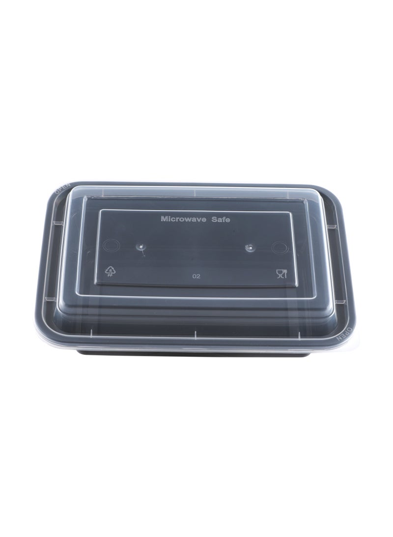 Richoos Disposable Bento Meal Prep Containers, 24oz Black Rectangular Base with Clear Lids, 50-Pack – Microwave & Freezer Safe, Ideal for Food Storage and Meal Prep - Image 1