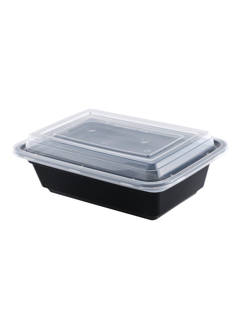 Richoos Disposable Bento Meal Prep Containers, 24oz Black Rectangular Base with Clear Lids, 50-Pack – Microwave & Freezer Safe, Ideal for Food Storage and Meal Prep - Image 3
