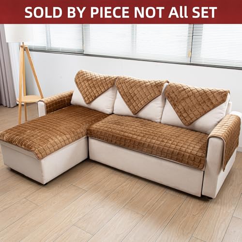 TAOMOCASTL Velvet Couch Cover,Couch Arm Covers Sofa Covers,Backrest Cover,Non-Slip Chair Arm Covers,Arm Rest Cover for Sofa,Armchair Slipcovers Couch Protector (Caramel, 28"x 28") - Image 4