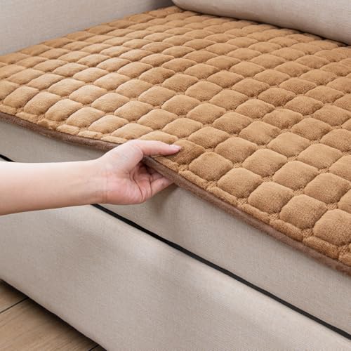TAOMOCASTL Velvet Couch Cover,Couch Arm Covers Sofa Covers,Backrest Cover,Non-Slip Chair Arm Covers,Arm Rest Cover for Sofa,Armchair Slipcovers Couch Protector (Caramel, 28"x 28") - Image 3