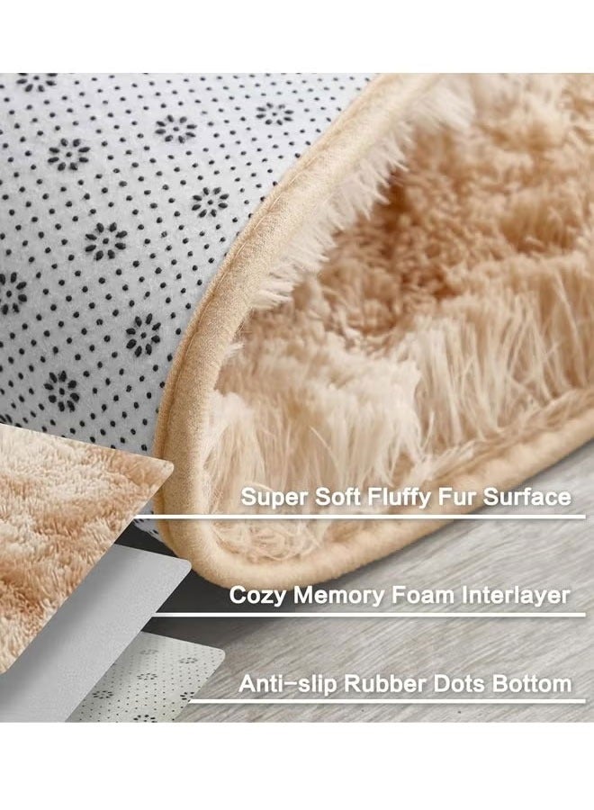 Gradual Change Tie-Dye Carpet Super Soft Rugs Fluffy Plush Carpets Simple Modern Household Comfortable Floor Rug Dirt-Resistant Decor Non-Slip Machine Washable Carpet Beige  - Image 3