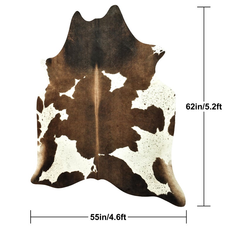 Easycozy Faux Cowhide Cow Print Rug: 4.6 x 5.2 Western Decor Faux Cowhide, Thickened Cow Print for Bedroom, Living Room, Home Office Decor - Image 2