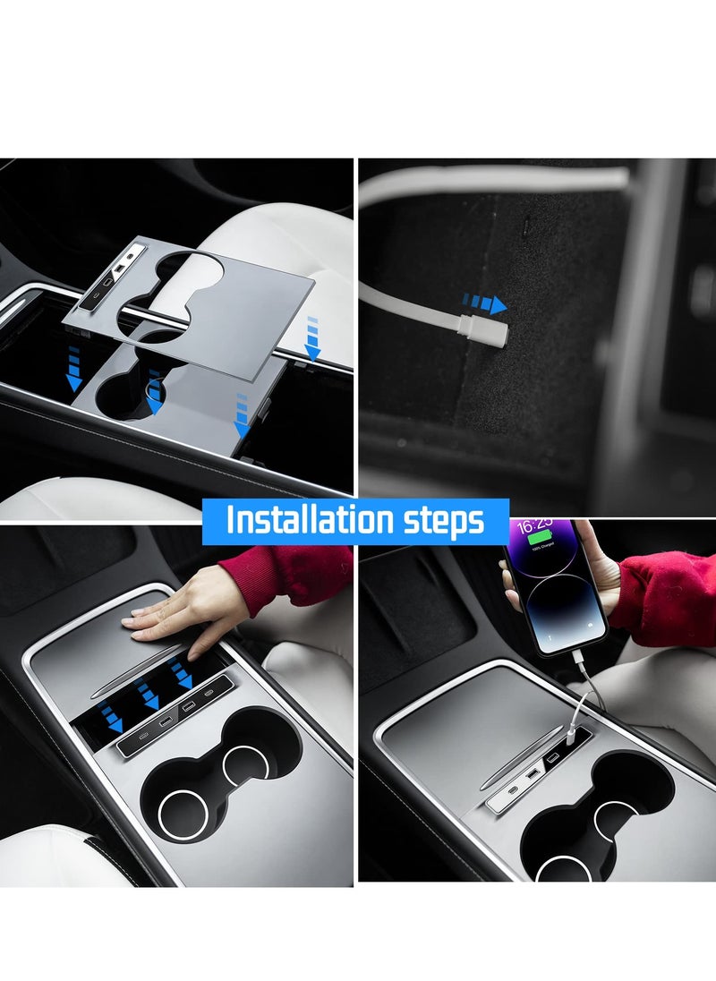 SYOSI - USB Hub for Tesla Model 3 Model Y 2021 2022 2023 Docking Station of Center Console Smart Sensor Fast Charging Adapter Model 3 Y Accessories - Image 1