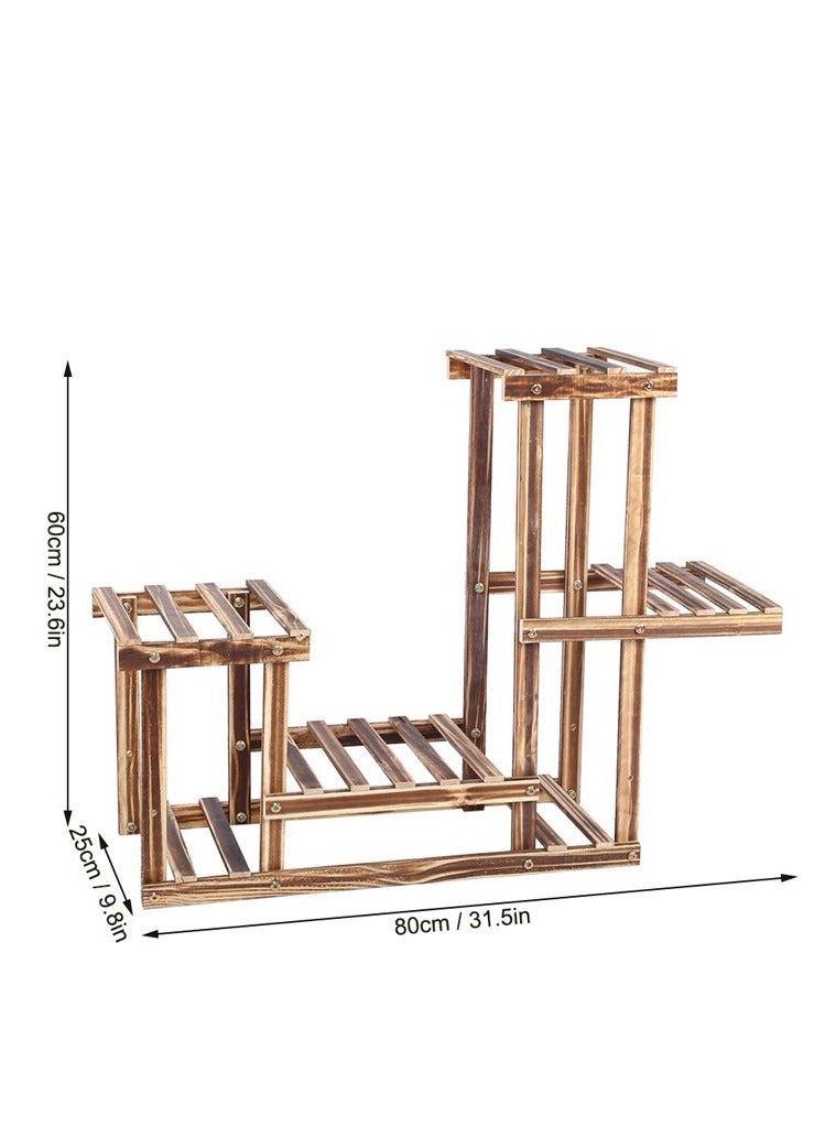 Wood Plant Stand - Multi Tier Flower Pot Display Stand Garden Plant Shelf - Wooden Plant Stand, Multi-Tiered Wooden Plant Stand - for Garden Outdoor Indoor Balcony - Image 5