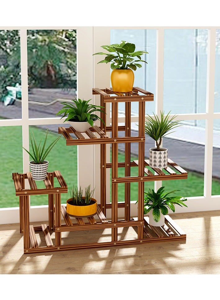 Wood Plant Stand - Multi Tier Flower Pot Display Stand Garden Plant Shelf - Wooden Plant Stand, Multi-Tiered Wooden Plant Stand - for Garden Outdoor Indoor Balcony - Image 2