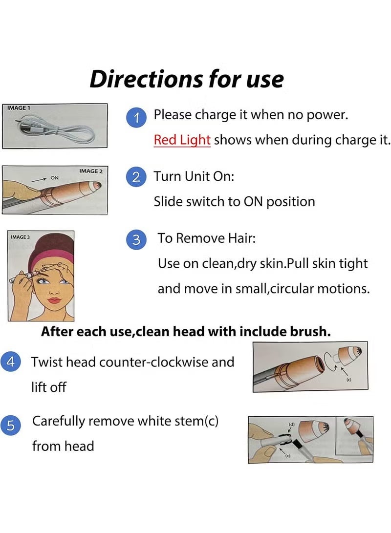 فلوليس ماكينة تشذيب الحواجب للنساء، مزيل شعر الحواجب القابل لإعادة الشحن، ماكينة حلاقة كهربائية بدون ألم، ماكينة إزالة شعر الحواجب والوجه باللون - Image 4