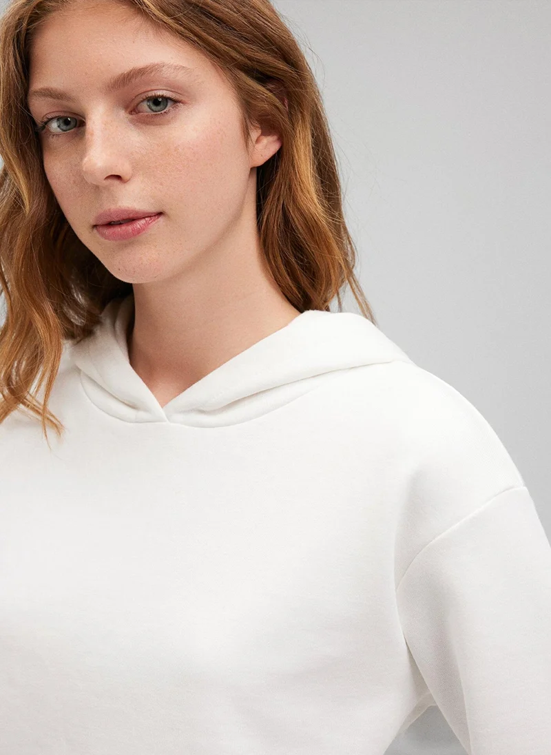 MAVI Hooded White Basic Sweatshirt