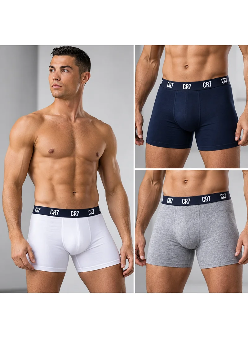 Cr7  CR7 Cristiano Ronaldo Men's Cotton Blend Boxer Briefs, Pack of 3 - White, Navy, Grey for Men | Best Price UAE