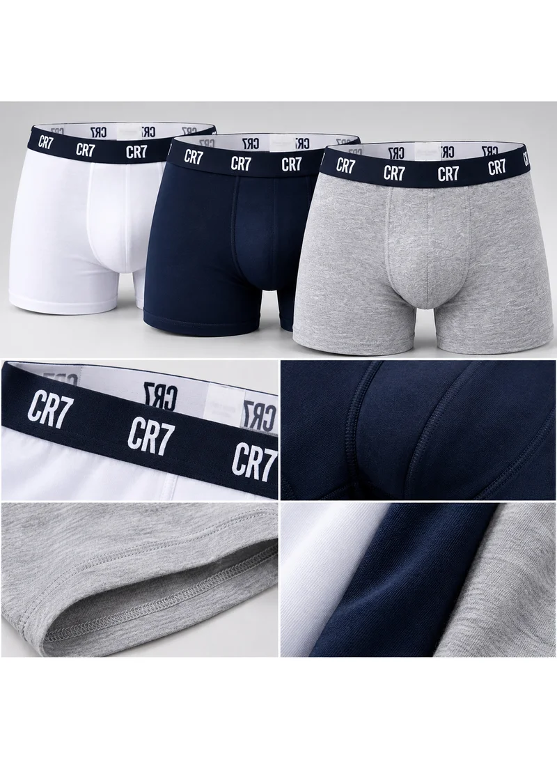 Cr7  CR7 Cristiano Ronaldo Men's Cotton Blend Boxer Briefs, Pack of 3 - White, Navy, Grey for Men | Best Price UAE