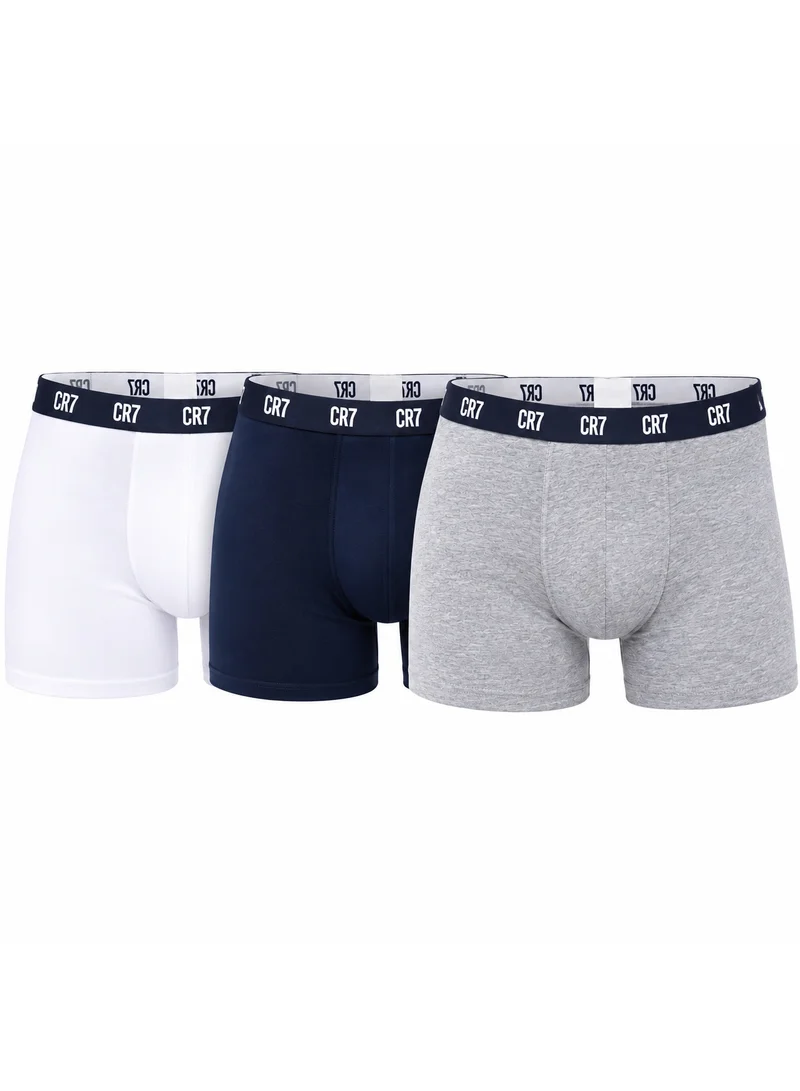 Cr7 CR7 Cristiano Ronaldo Men's Cotton Blend Boxer Briefs, Pack of 3 - White, Navy, Grey