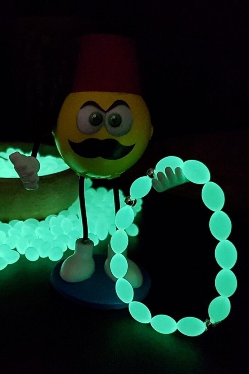 Glow in the Dark Green Phosphorescent Cat's Eye Powder Amber Bracelet