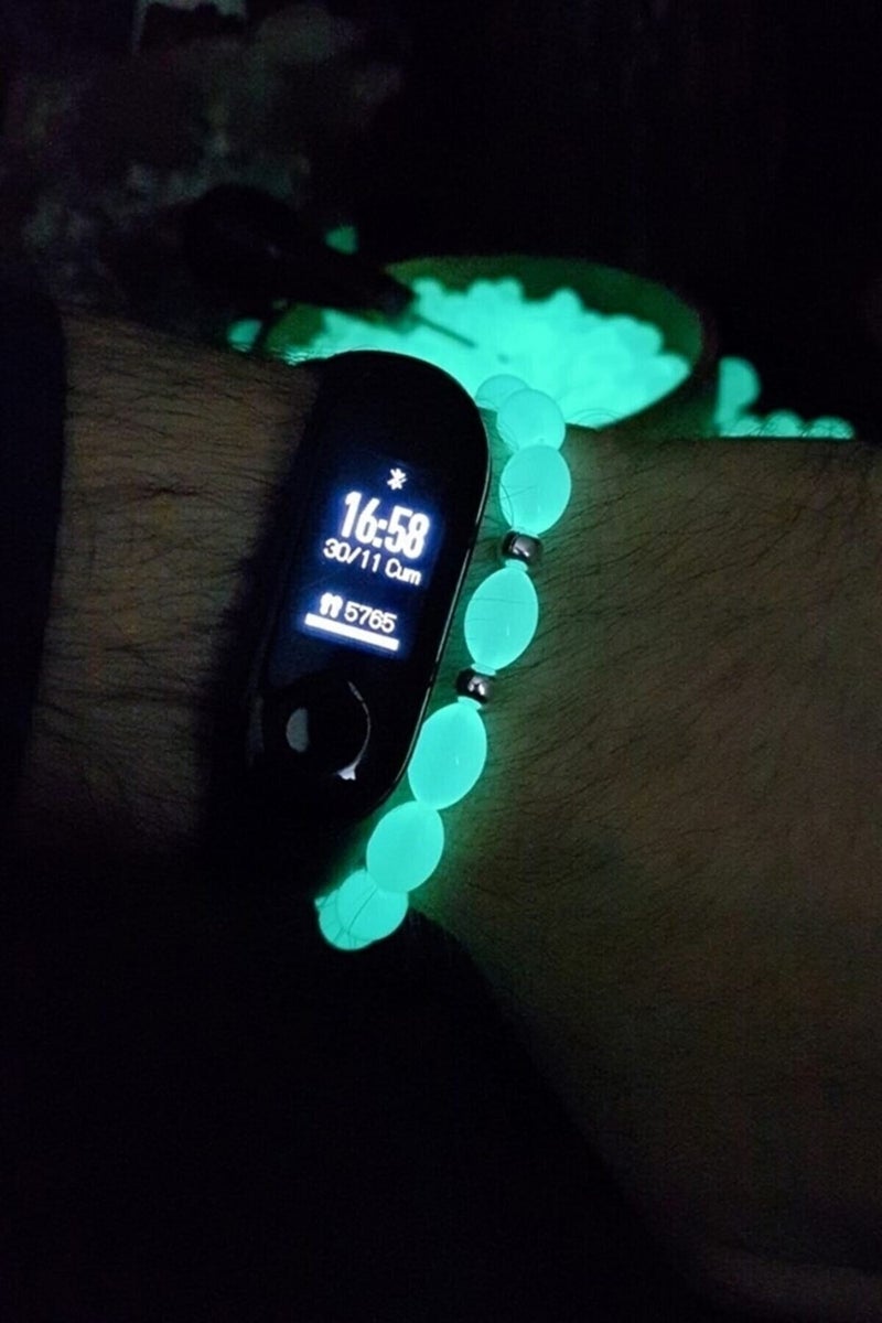 Glow in the Dark Green Phosphorescent Cat's Eye Powder Amber Bracelet