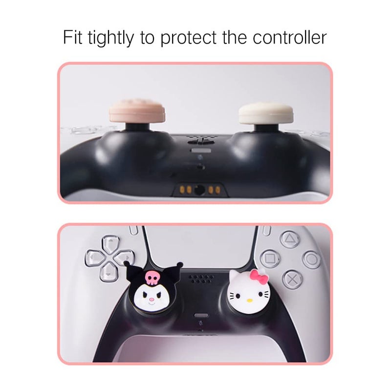 PERFECTSIGHT Cute Thumb Grip Caps for Playstation 4/5, PS5, PS4, Xbox Series X/S, Xbox One, Switch PRO Controller, 4PCS Kawaii Soft Rubber Analog Thumbsticks Grips Joystick Cover (KT+KLM) - Image 4