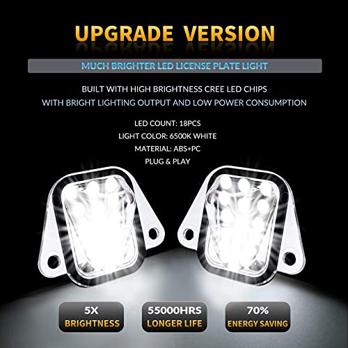 DERMOKA LED Rear License Plate Lights for 2007-2014 Chevy Suburban Tahoe GMC Yukon Cadillac Escalade ESV Tag Lamp Assembly, 6000K White 2PCS - Image 3
