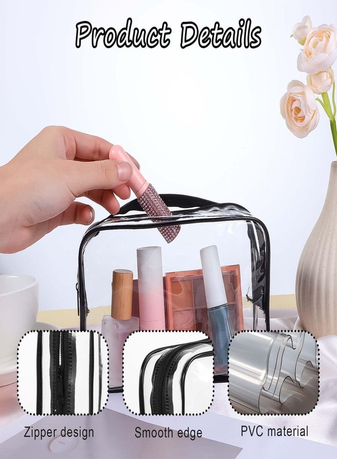 Molain 24 Pack Clear Makeup Bag, Waterproof Toiletry Bags, PVC Makeup Bags for Women, Organizer Case with Zipper for Travel Bathroom (Black) - Image 3
