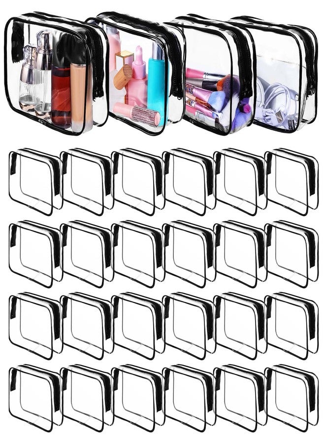 Molain 24 Pack Clear Makeup Bag, Waterproof Toiletry Bags, PVC Makeup Bags for Women, Organizer Case with Zipper for Travel Bathroom (Black) - Image 1